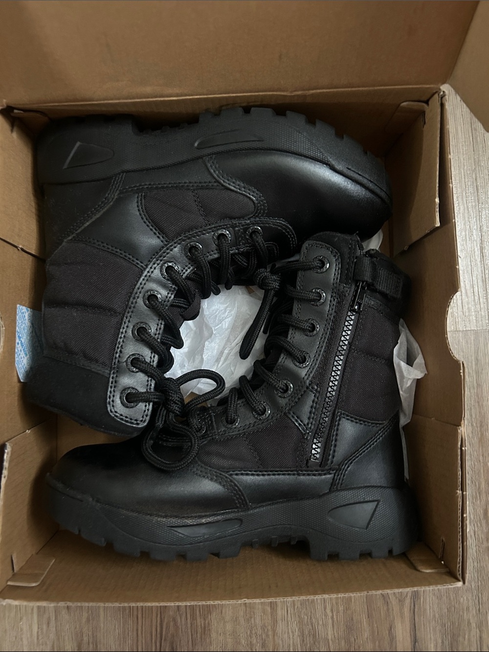 Women Black Tactical Boots with Side Zipper